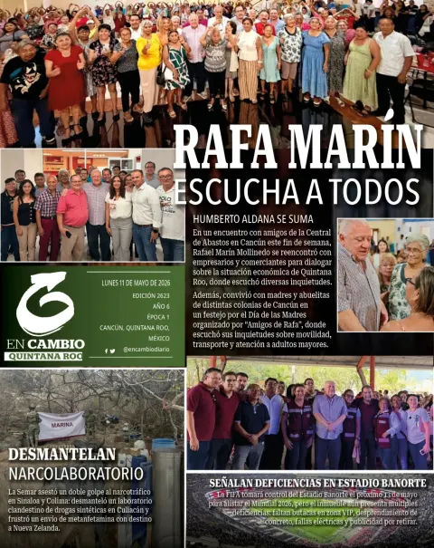 Portada de En Cambio - Quintana Roo (contraportada) del lunes, 11 de mayo de 2026