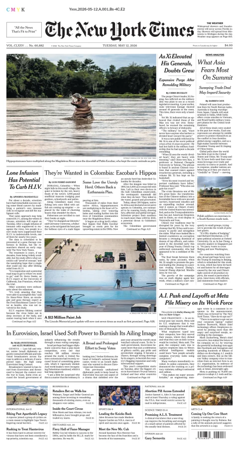 Portada de The New York Times (national) del martes, 12 de mayo de 2026
