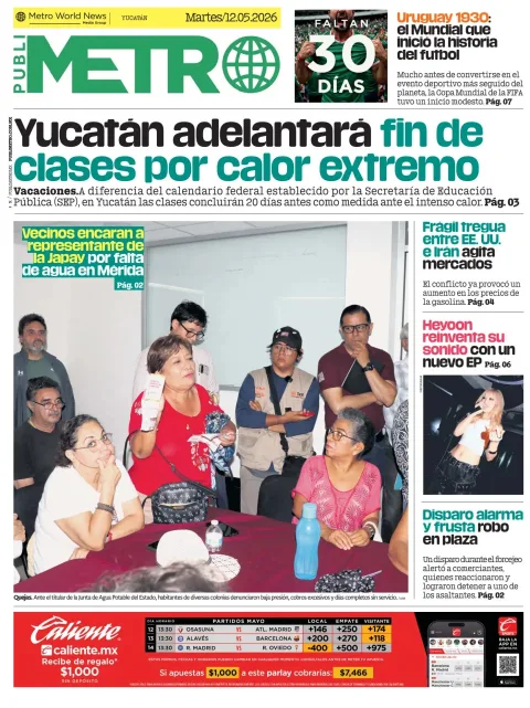 Portada de Publimetro Merida del martes, 12 de mayo de 2026