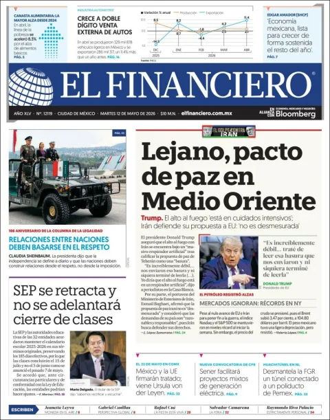 Portada de El Financiero del martes, 12 de mayo de 2026