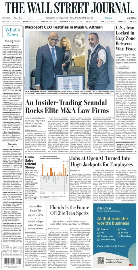 Portada de The Wall Street Journal