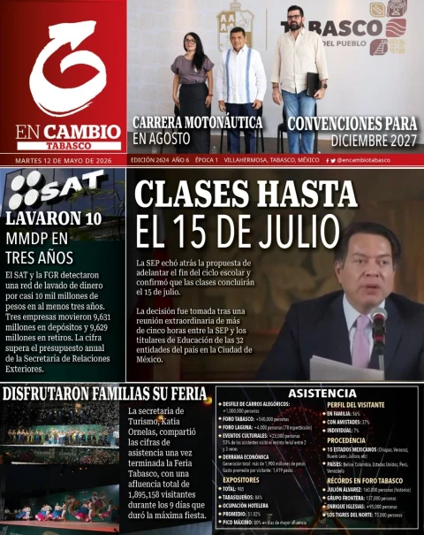 Portada de En Cambio - Tabasco (portada) del martes, 12 de mayo de 2026