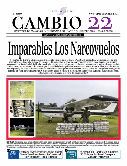Portada de Diario Cambio 22 (contraportada) del martes, 12 de mayo de 2026