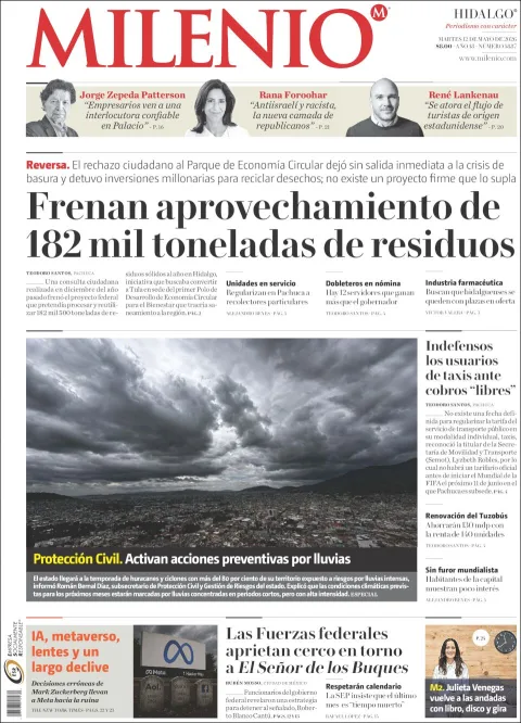 Portada de Milenio Hidalgo del martes, 12 de mayo de 2026