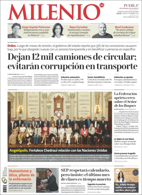 Portada de Milenio Puebla del martes, 12 de mayo de 2026