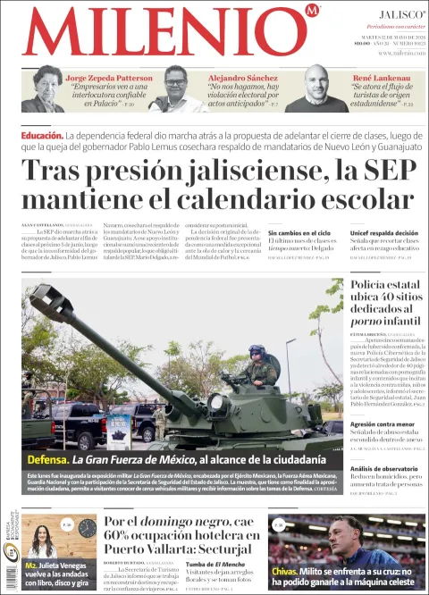 Portada de Milenio Jalisco del martes, 12 de mayo de 2026