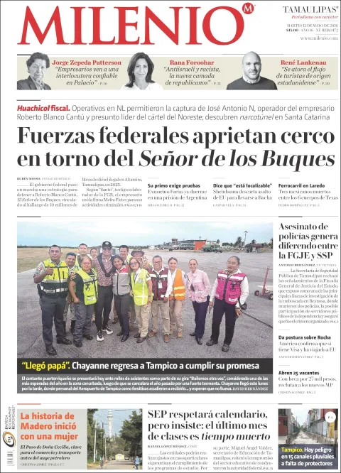 Portada de Milenio Tamaulipas del martes, 12 de mayo de 2026