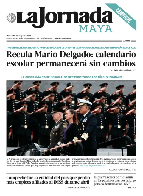 Portada de La Jornada Maya Campeche del martes, 12 de mayo de 2026