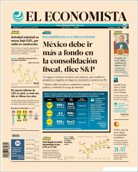Portada de El Economista del miércoles, 13 de mayo de 2026