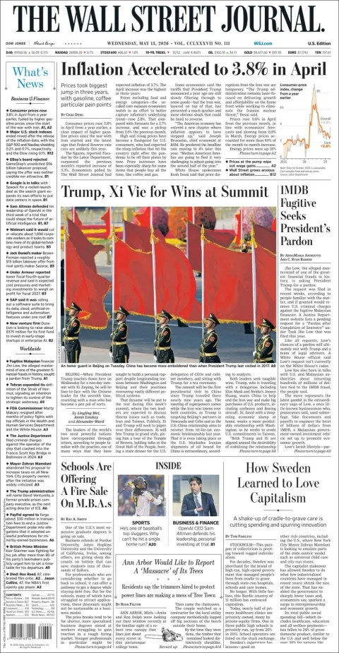 Portada de The Wall Street Journal