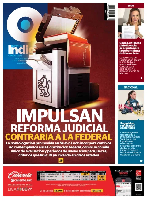 Portada de Reporte Indigo Monterrey del miércoles, 13 de mayo de 2026