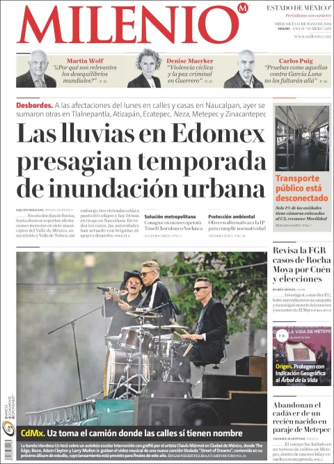 Portada de Milenio Edo de Mexico del miércoles, 13 de mayo de 2026