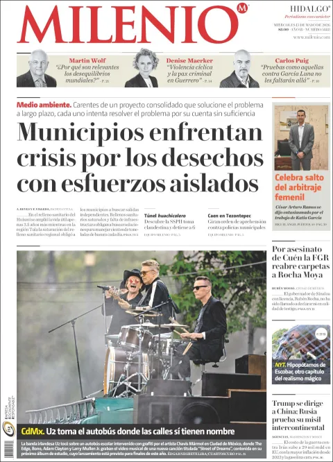 Portada de Milenio Hidalgo del miércoles, 13 de mayo de 2026