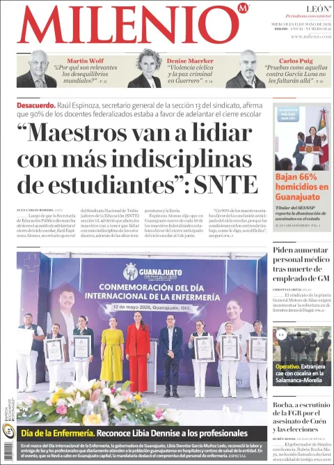 Portada de Milenio Leon del miércoles, 13 de mayo de 2026