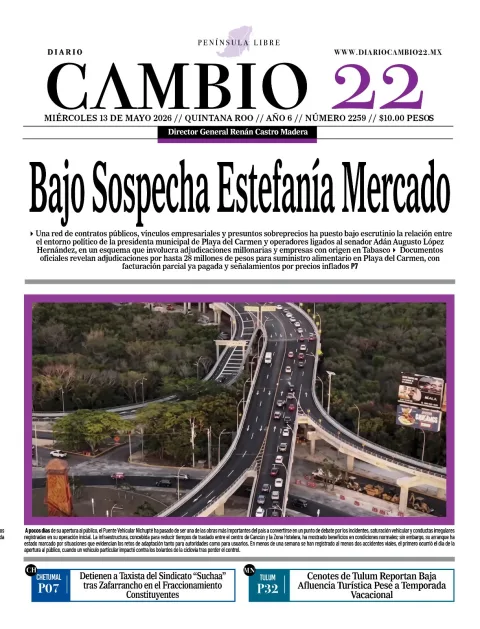 Portada de Diario Cambio 22 (portada) del miércoles, 13 de mayo de 2026
