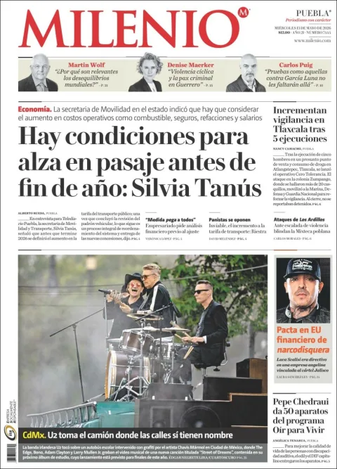 Portada de Milenio Puebla del miércoles, 13 de mayo de 2026