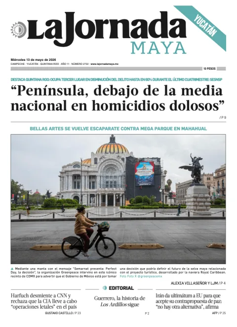 Portada de La Jornada Maya Yucatán del miércoles, 13 de mayo de 2026