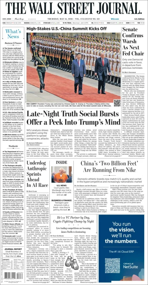 Portada de The Wall Street Journal