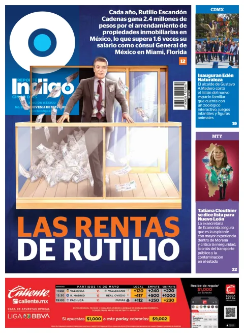 Portada de Reporte Indigo Nacional del jueves, 14 de mayo de 2026