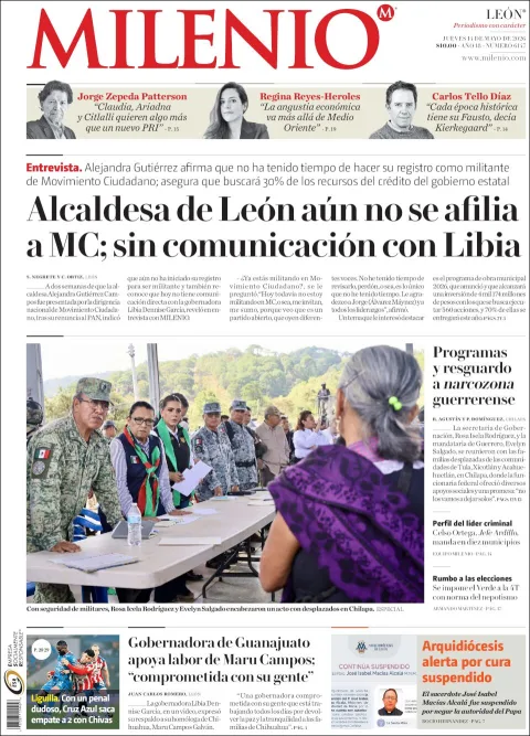 Portada de Milenio Leon del jueves, 14 de mayo de 2026