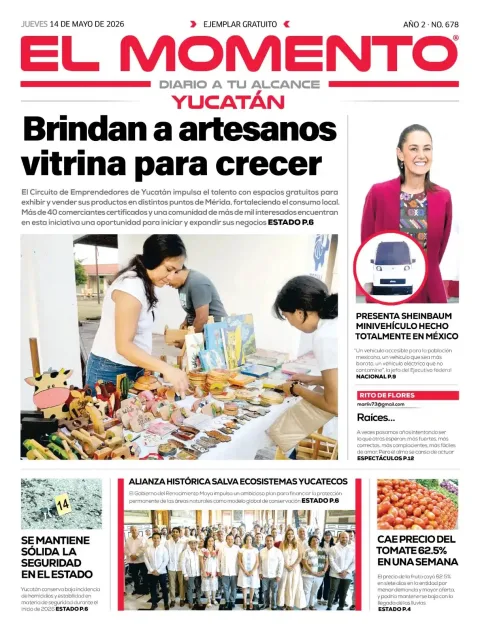 Portada de El Momento Yucatan del jueves, 14 de mayo de 2026
