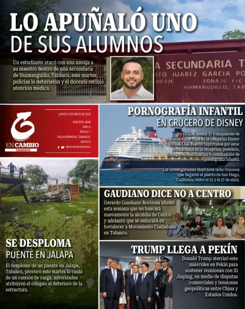 Portada de En Cambio - Tabasco (contraportada) del jueves, 14 de mayo de 2026