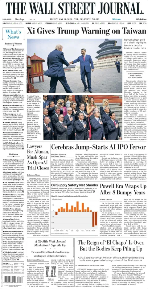 Portada de The Wall Street Journal