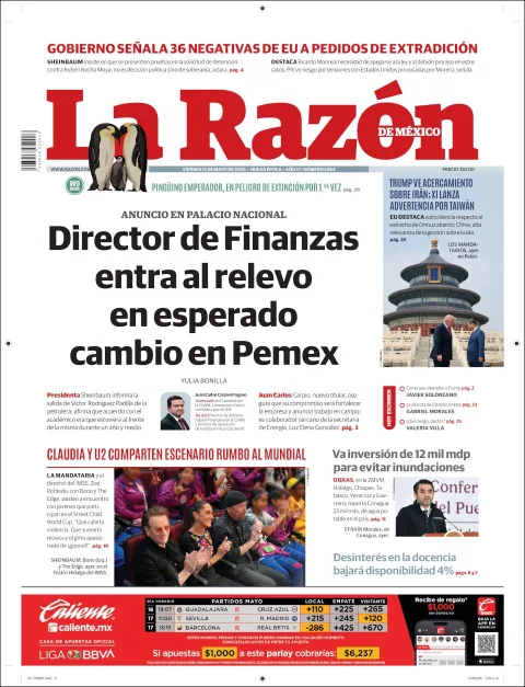 Portada de La Razon del viernes, 15 de mayo de 2026