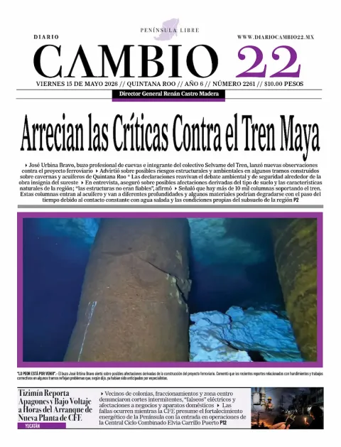 Portada de Diario Cambio 22 (portada) del viernes, 15 de mayo de 2026