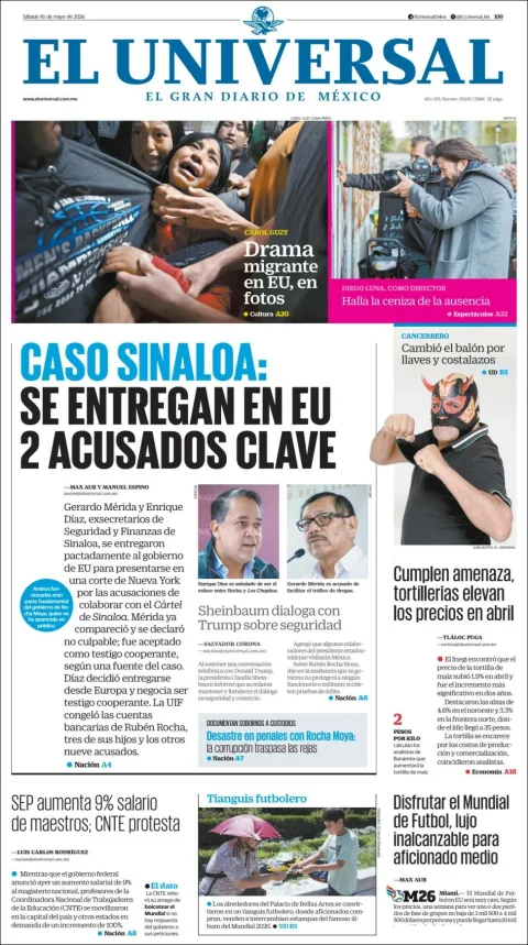 Portada de El Universal