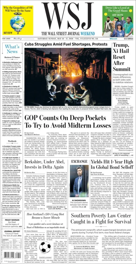 Portada de The Wall Street Journal
