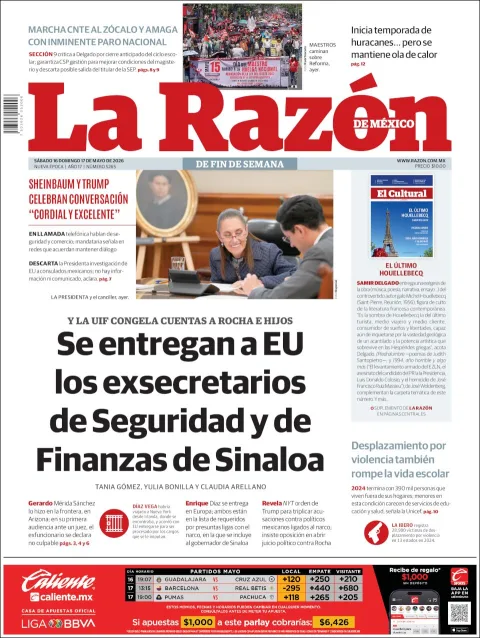 Portada de La Razon del sábado, 16 de mayo de 2026