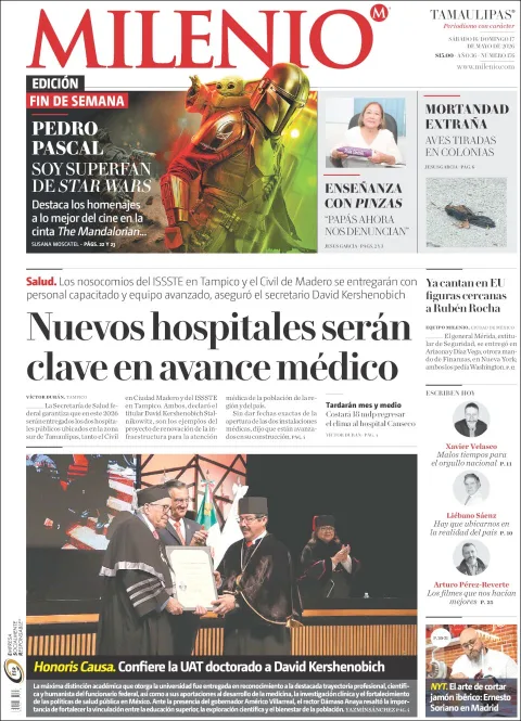 Portada de Milenio Tamaulipas del sábado, 16 de mayo de 2026