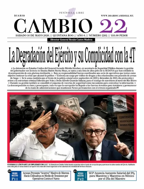 Portada de Diario Cambio 22 (portada) del sábado, 16 de mayo de 2026