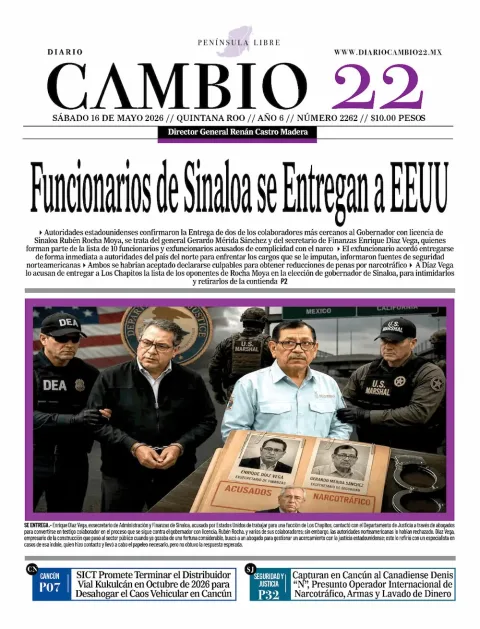 Portada de Diario Cambio 22 (contraportada) del sábado, 16 de mayo de 2026