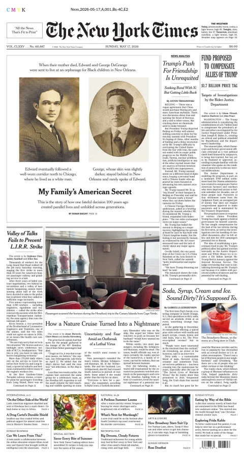 Portada de The New York Times (new York)