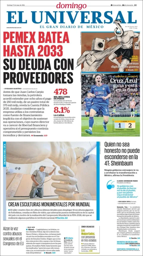 Portada de El Universal