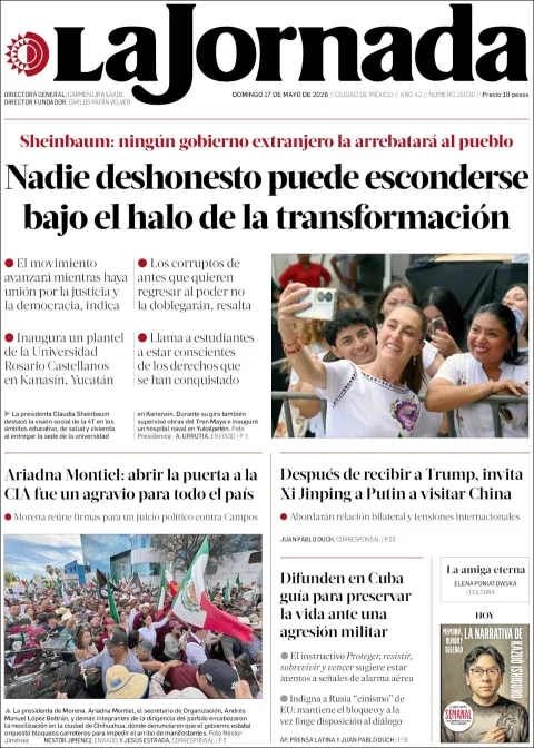 Portada de La Jornada