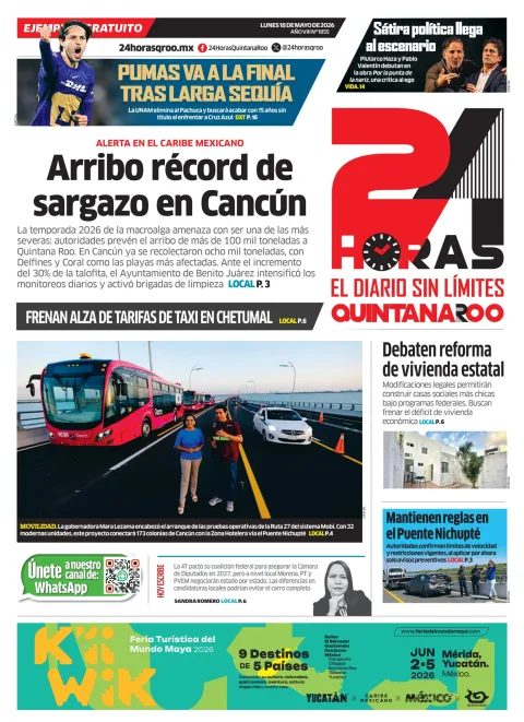 Portada de 24 Horas Quintana Roo