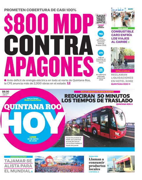 Portada de Quintana Roo Hoy (portada)