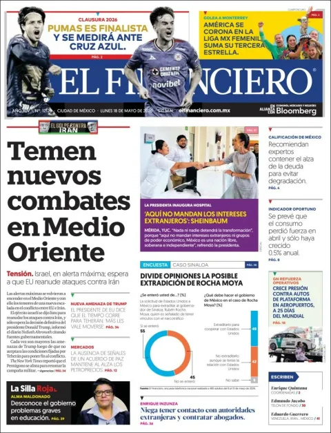 Portada de El Financiero del lunes, 18 de mayo de 2026