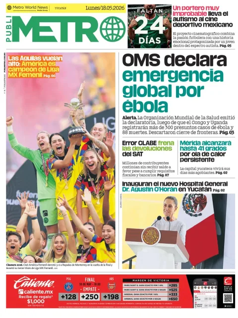 Portada de Publimetro Merida del lunes, 18 de mayo de 2026