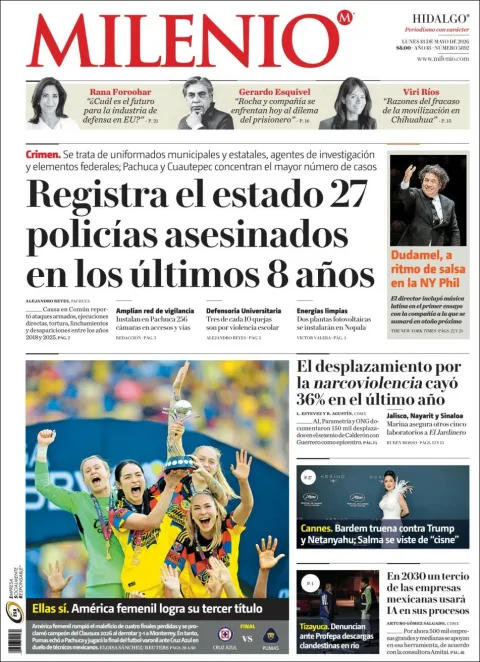 Portada de Milenio Hidalgo del lunes, 18 de mayo de 2026