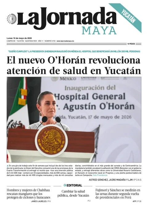Portada de La Jornada Maya Yucatán del lunes, 18 de mayo de 2026