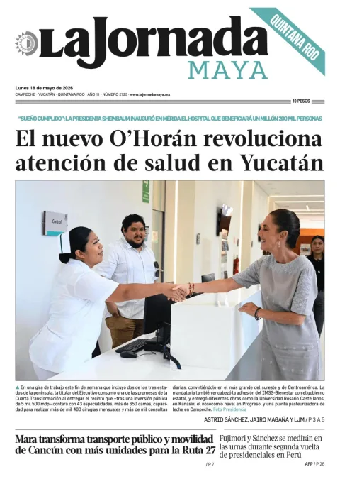 Portada de La Jornada Maya Quintana Roo del lunes, 18 de mayo de 2026