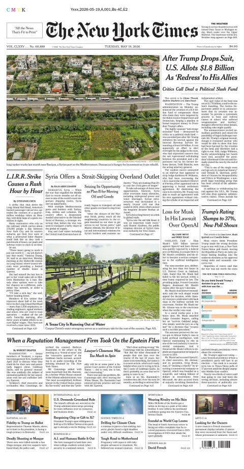 Portada de The New York Times (national) del martes, 19 de mayo de 2026