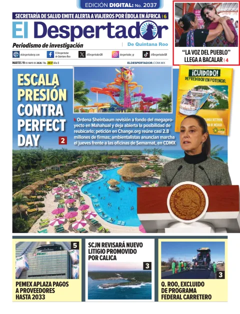 Portada de El Despertador de Quintana Roo del martes, 19 de mayo de 2026