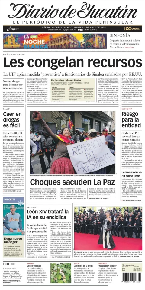 Portada de Diario de Yucatán del martes, 19 de mayo de 2026