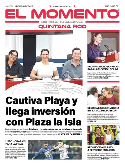 Portada de El Momento Quintana Roo del martes, 19 de mayo de 2026