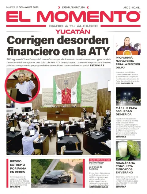 Portada de El Momento Yucatan del martes, 19 de mayo de 2026